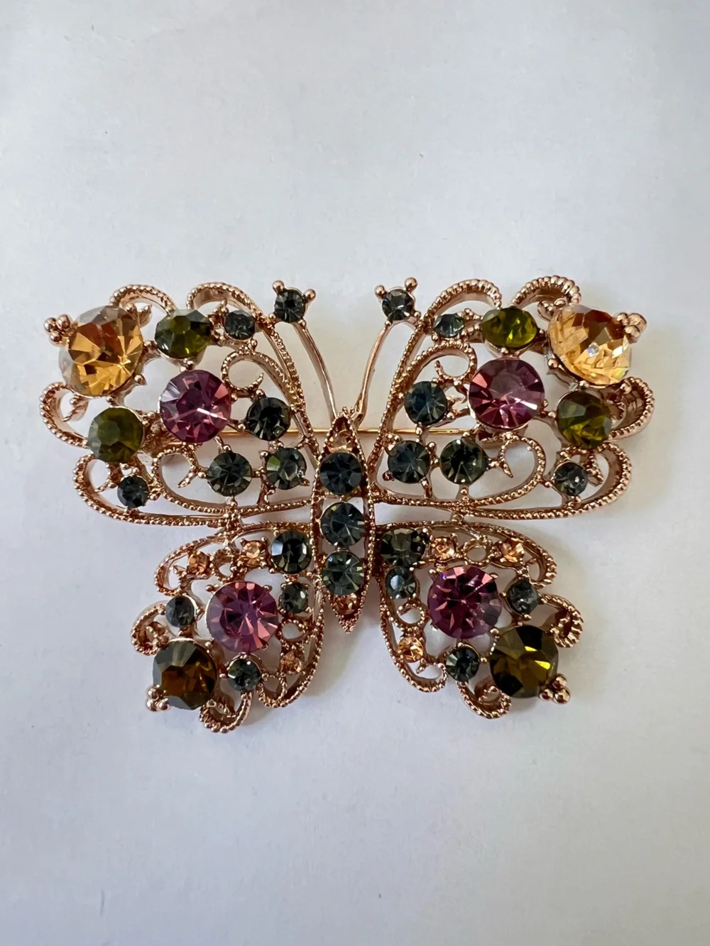 Lot of 3 Multicolor Crystal Butterfly Brooch Pin - Women Jewelry